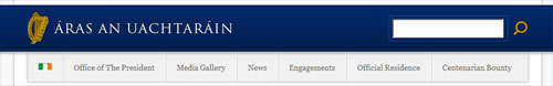 nagłówek strony Prezydenta Irlandii