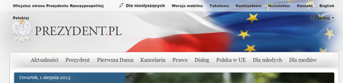 nagłówek oficjalnej strony Prezydenta RP