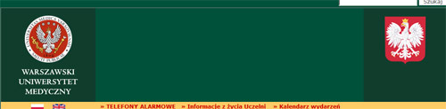 www Uniwersytetu Medycznego w Warszawie z godłem www Uniwersytetu Medycznego w Warszawie z godłem